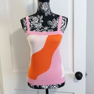 🆕️ 🧡FRNCH🧡 - Orange/Pink/White Tory Knit Cotton Tank